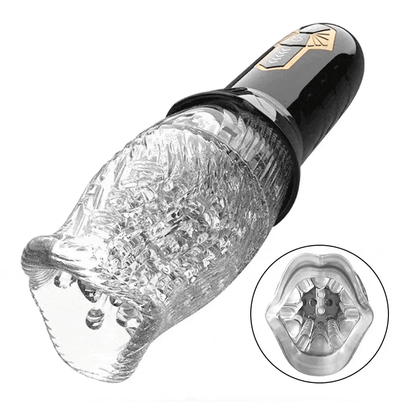 XR14 - Portable Transparent Sleeve Oral Sex Machine with 10 Vibration 5 Rotation