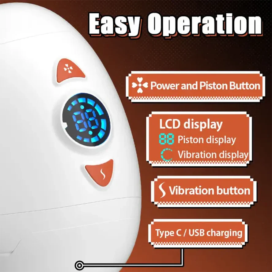 AutoX™ XR3 — Egg-Style Testicle & Glans Male Stroker with Thrusting Rotating Vibration Modes