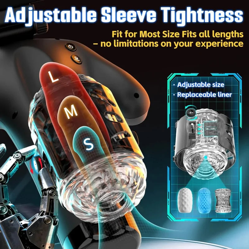 XT23 - Adjustable Stroking Distance & Sleeve Tightness Male Masturbator with Handles