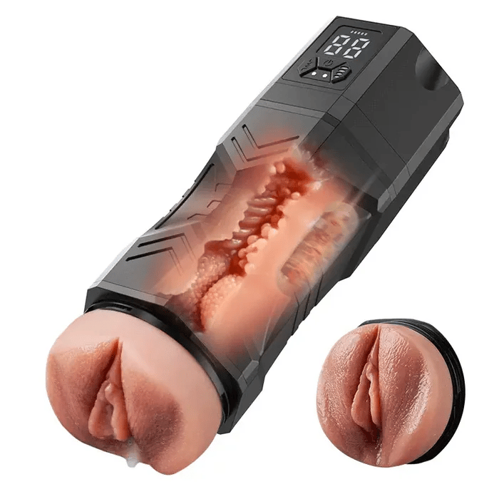 XV10 - Realistic Tighter Labia Electric Vagina Masturbator with 5 Suction Levels, 9 Vibration
