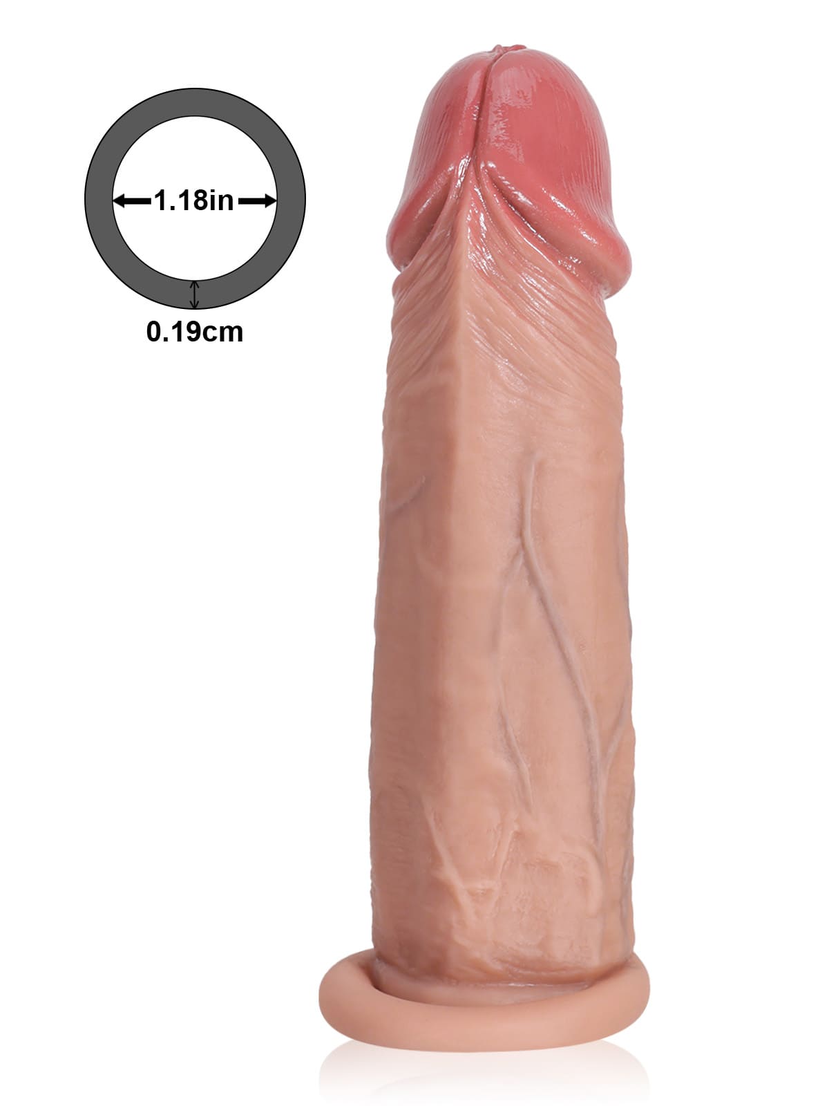 CS28 - 6" x 1.5" Brown Open Ended Realistic Cock Sleeve with Urethra