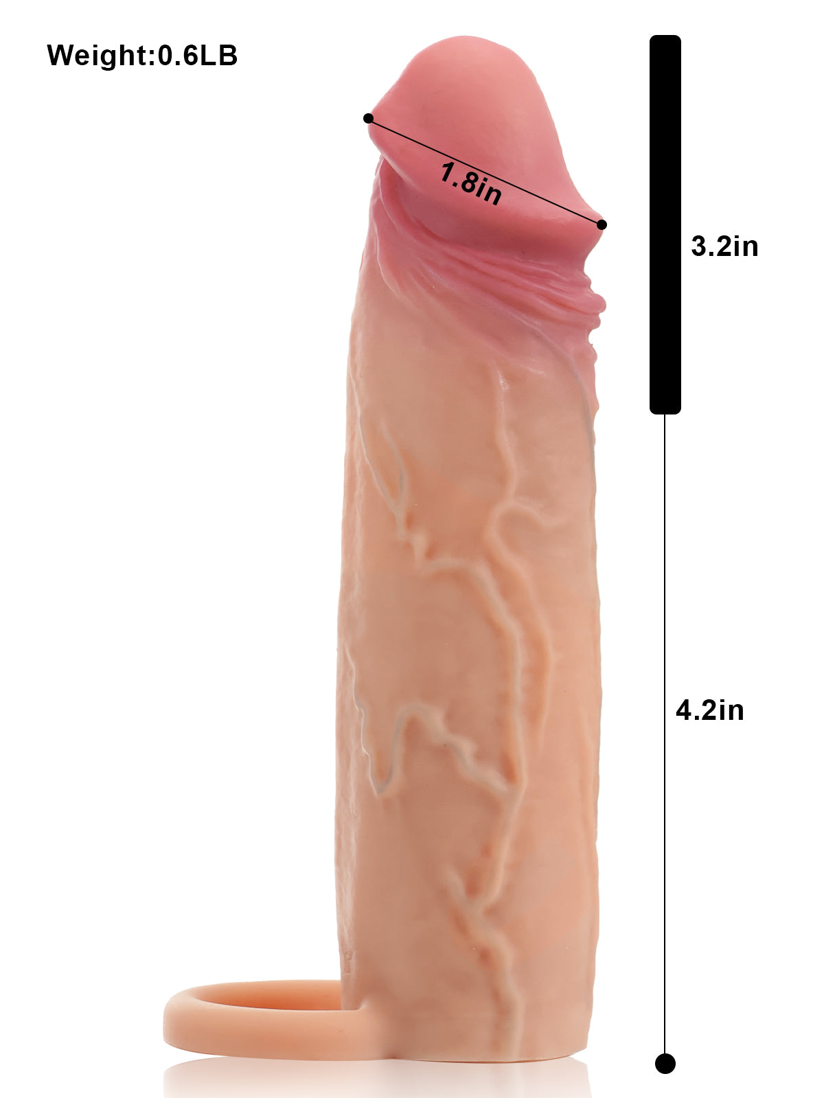 CSV23 - 7.4" x 1.8" Flesh Sliding Skin Vibrating Penis Extension