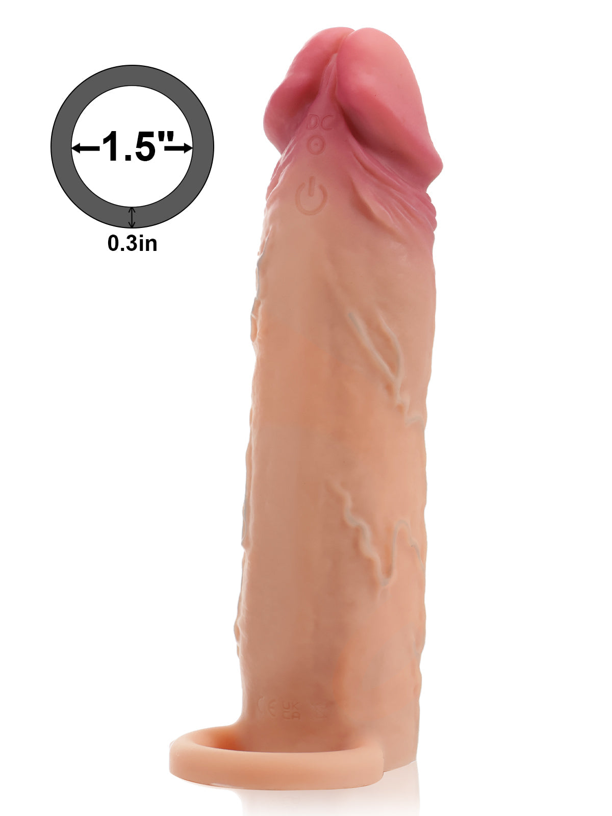 CSV23 - 7.4" x 1.8" Flesh Sliding Skin Vibrating Penis Extension
