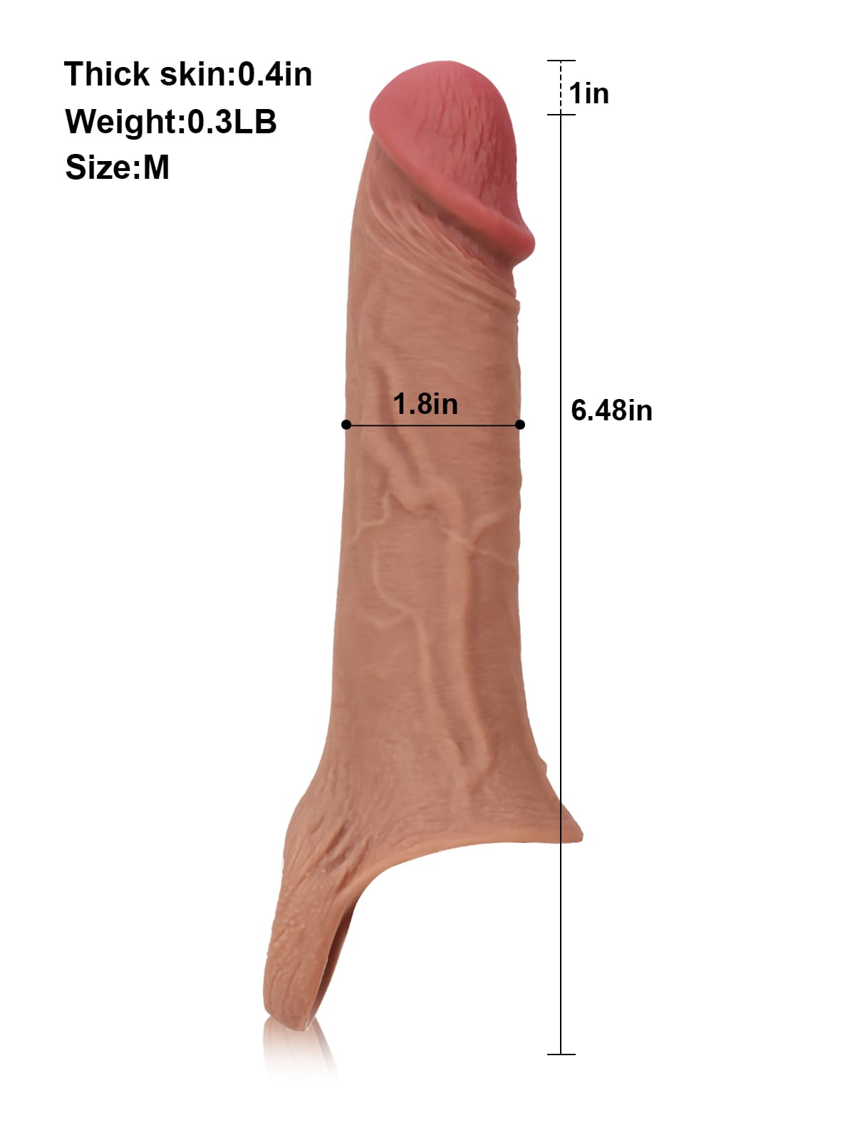 CS10 - 8" x 2" Brown Realistic Open Ended Penis Sleeves