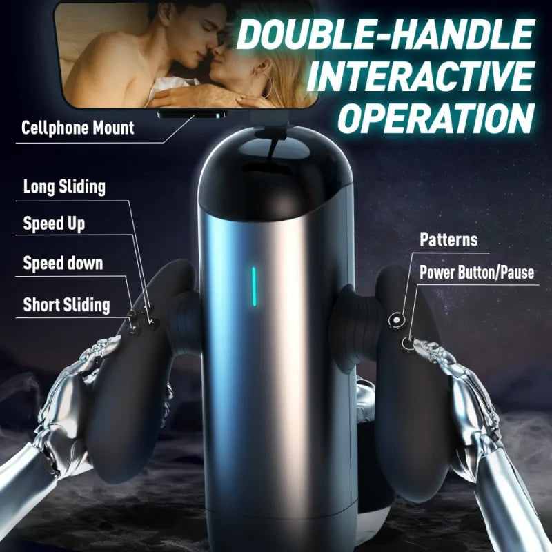 XT6 - Large Hands-Free Automatic Male Masturbator with Dual Handles and Phone Mount
