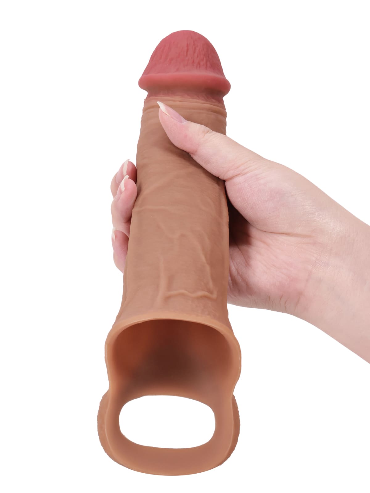 CS10 - 8" x 2" Brown Realistic Open Ended Penis Sleeves