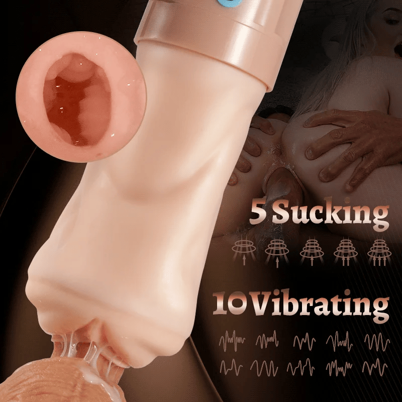 XV7 - Realistic Vibrator Pussy Stroker with 5 Sucking & 10 Vibrating Massage Modes