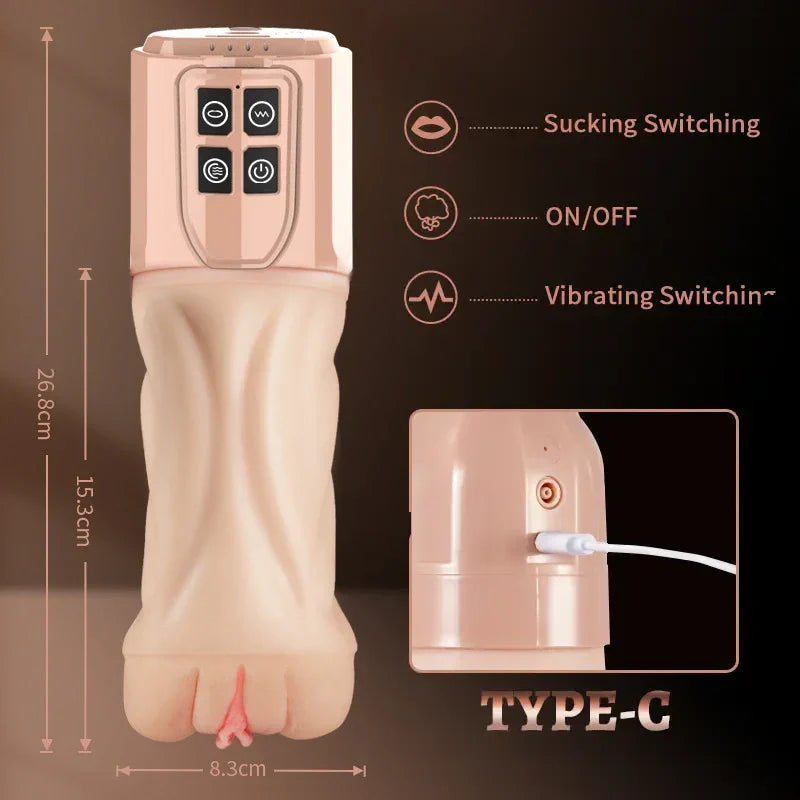 PUSSYX AutoX™ PV7 — Realistic Vibrator Pussy Stroker with 5 Sucking & 10 Vibrating Massage Modes