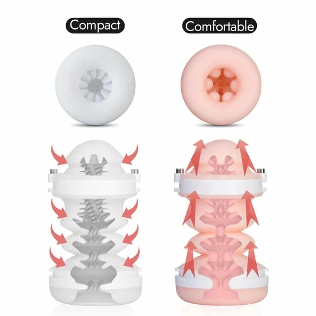 XT2 Pro: Wearable Automatic Thrusting Masturbator with 2 Sleeves & See-Through Shell