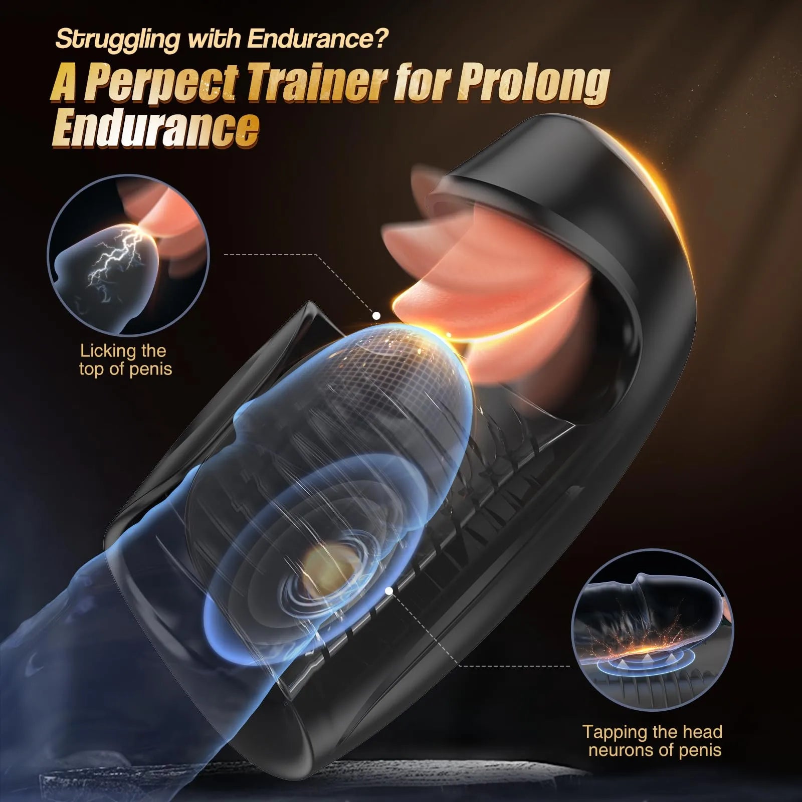 XG18 - 10 Vibration Modes Glans Trainer Masturbator with Licking, Tapping