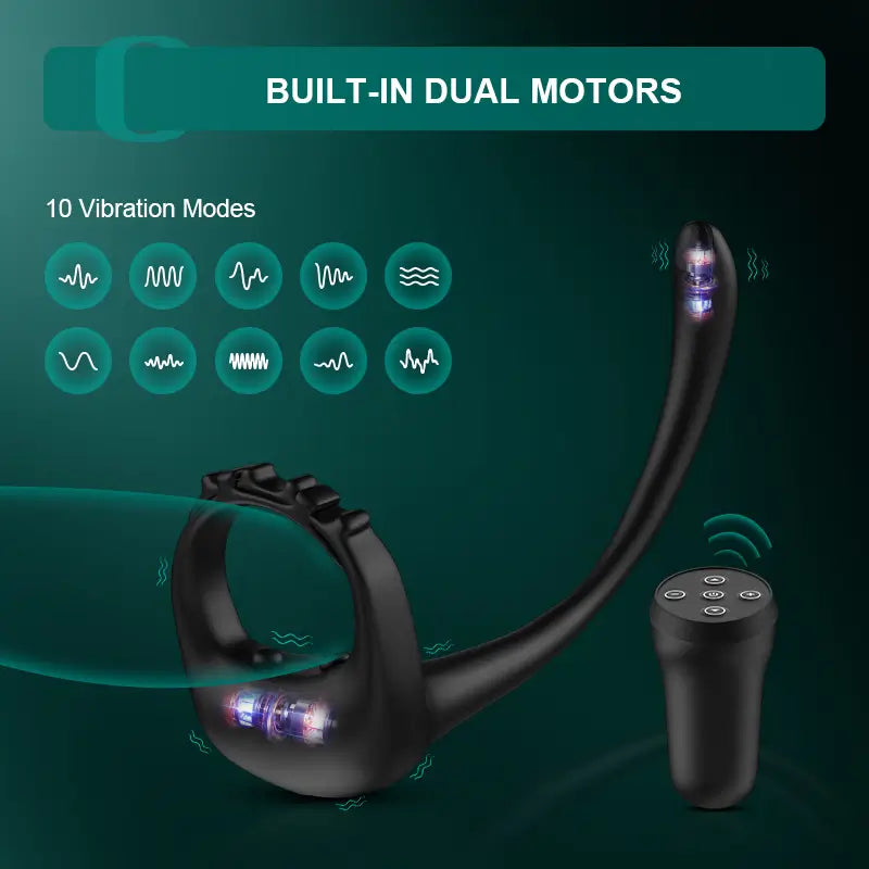 PR4 - Adjustable Vibrating Cock Ring with 10 Vibration Modes & Prostate Stimulator
