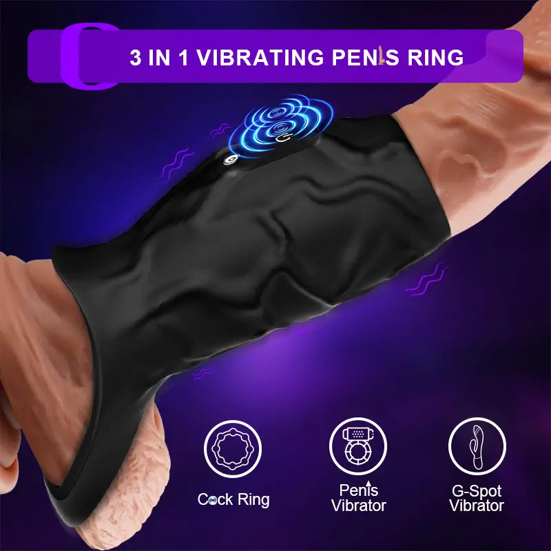 PR11 - Vibrating Cock Ring Sleeve with 10 Modes, Adjustable Fit & Enhanced Stimulation