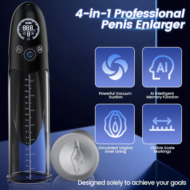 XP50 - AI Hydro Penis Pump with Digital Display, Dual Suction Modes & Smart Pressure Control
