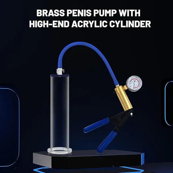 XP05 - Elite Brass Scissor-Grip Manual Penis Pump with Precision Gauge & Quick-Disconnect