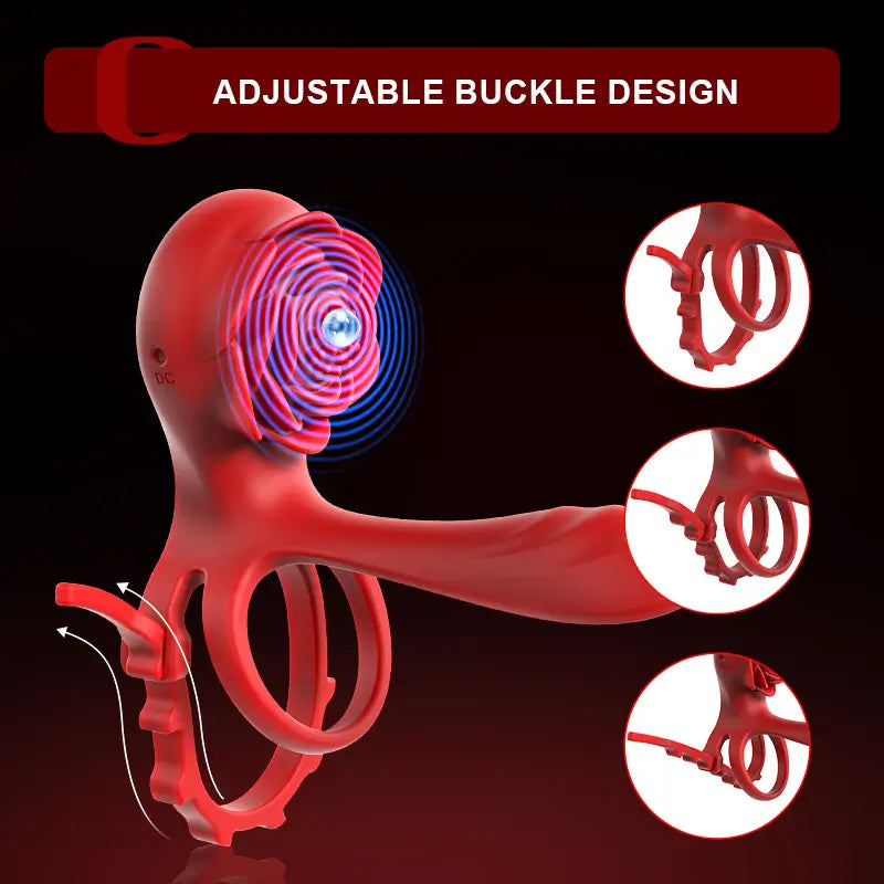 PR8 - Rose Vibrating Cock Ring with Dual Motors & Remote Control for Couples