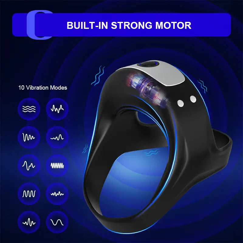 PR7 - Waterproof Vibrating Cock Ring with 10 Powerful Modes for Stronger, Longer Performance
