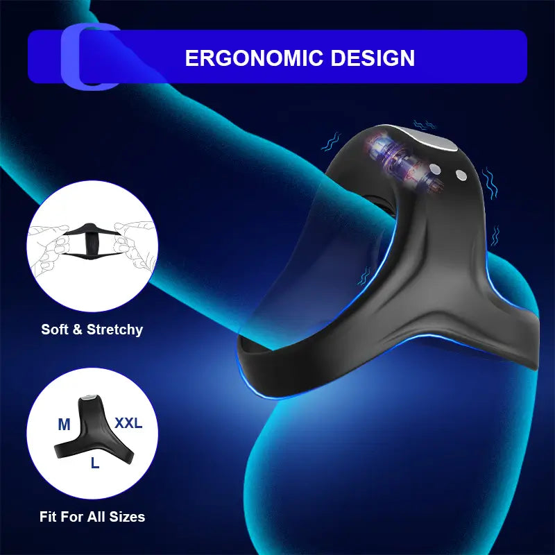 PR7 - Waterproof Vibrating Cock Ring with 10 Powerful Modes for Stronger, Longer Performance