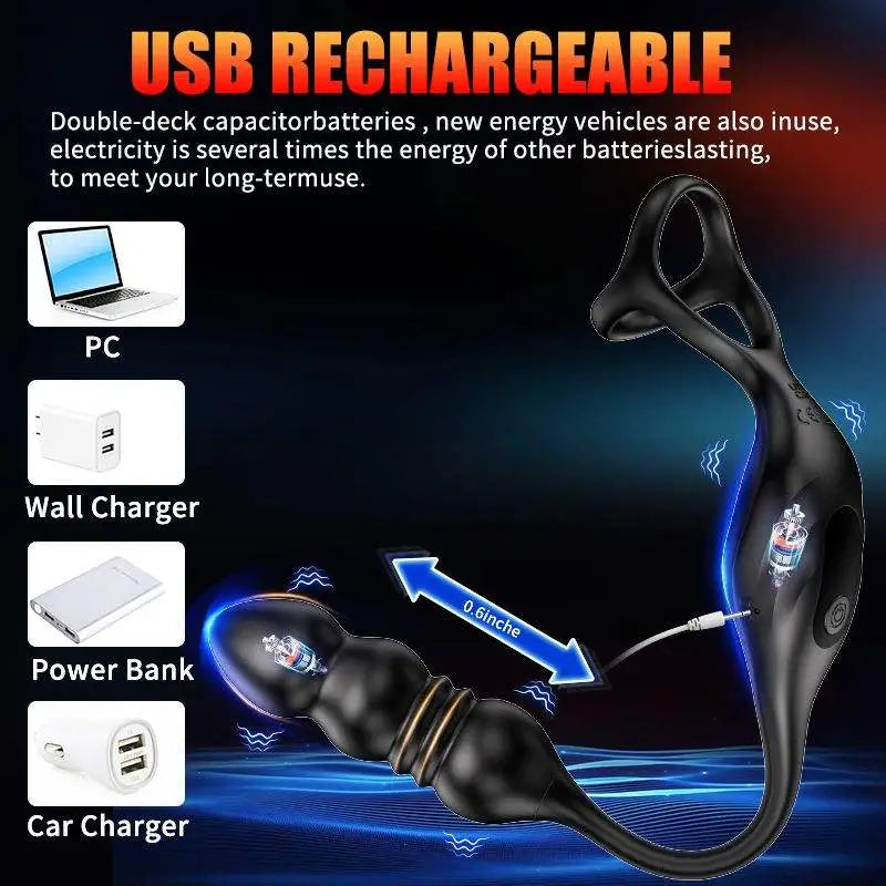 PM6 - Wearable Prostate Massager with Thrusting Motion, Dual Motors & 9 Vibration Modes