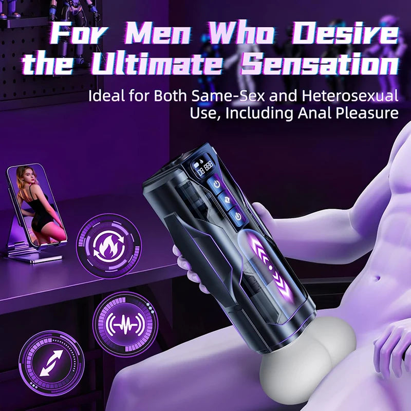 XA20 - Hyper-Realistic Ass Auto Stroker with 360° Heating & 10 Vibration & 7 Thrusting Modes