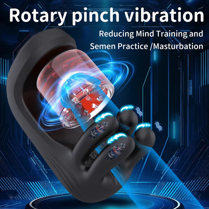 XG10 - 9-Frequenc Bite & Rotation & Vibration Glans Trainer Masturbator
