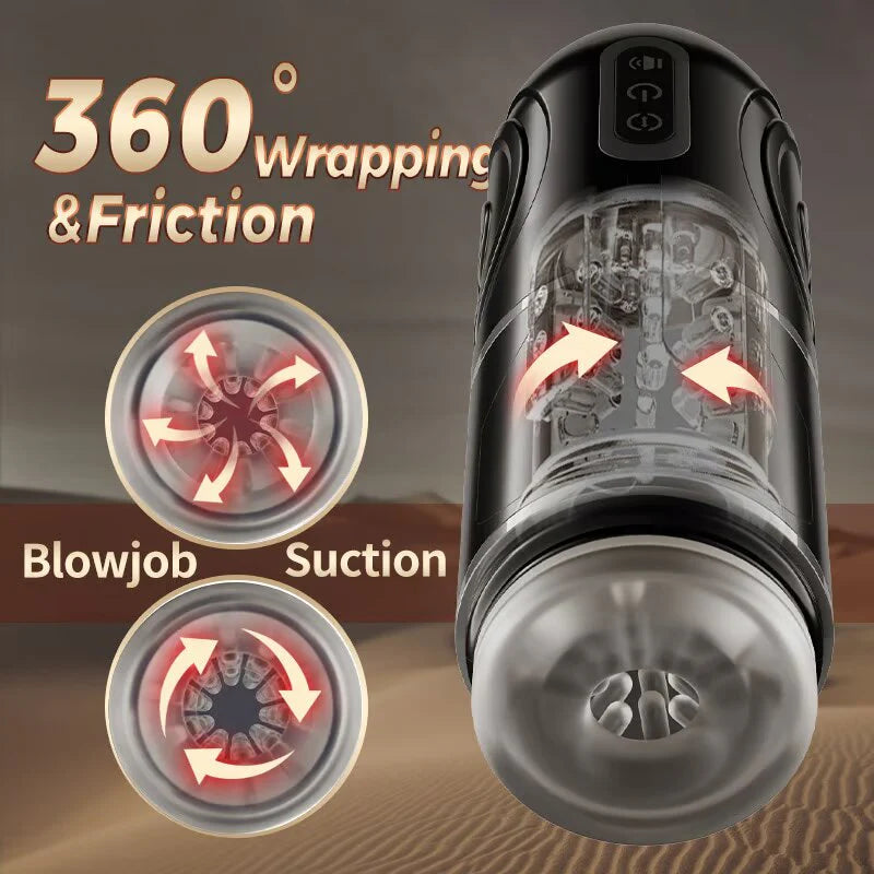 XR12 - Rotation Thrusting Masturbation Cup with Hands-Free Suction Base