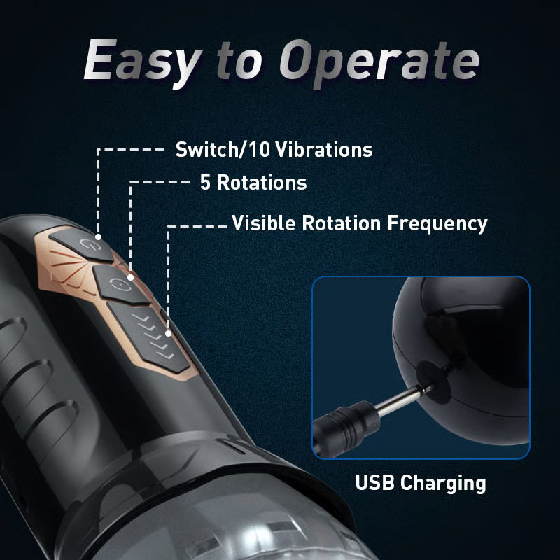 XR14 - Portable Transparent Sleeve Oral Sex Machine with 10 Vibration 5 Rotation