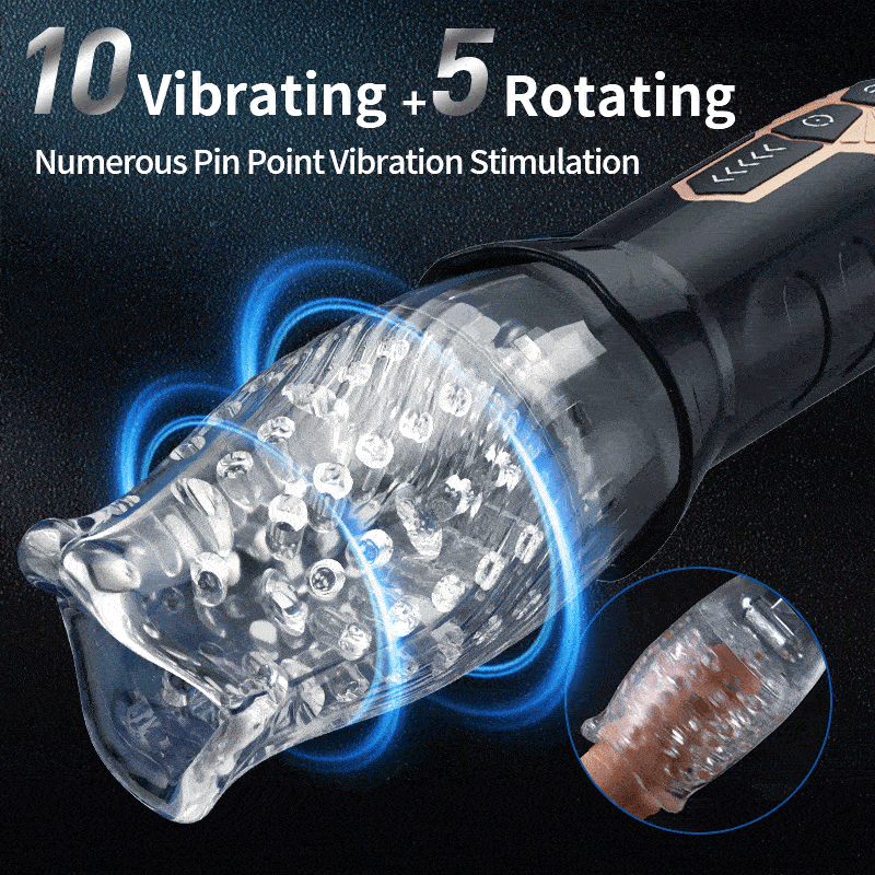 XR14 - Portable Transparent Sleeve Oral Sex Machine with 10 Vibration 5 Rotation