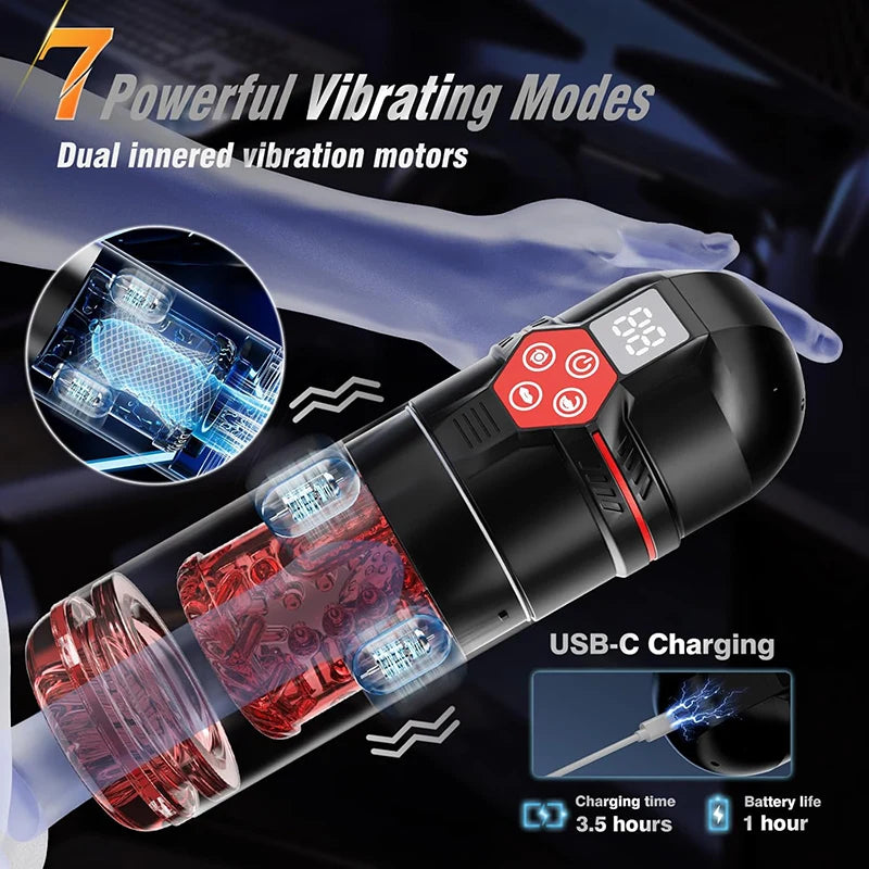 XS8Plus - Waterproof Blow Job Machine with 12 Sucking & 7 Thrusting Modes