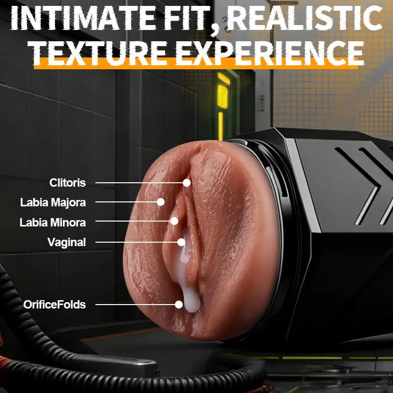 XV10 - Realistic Tighter Labia Electric Vagina Masturbator with 5 Suction Levels, 9 Vibration