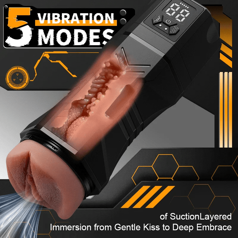 XV10 - Realistic Tighter Labia Electric Vagina Masturbator with 5 Suction Levels, 9 Vibration