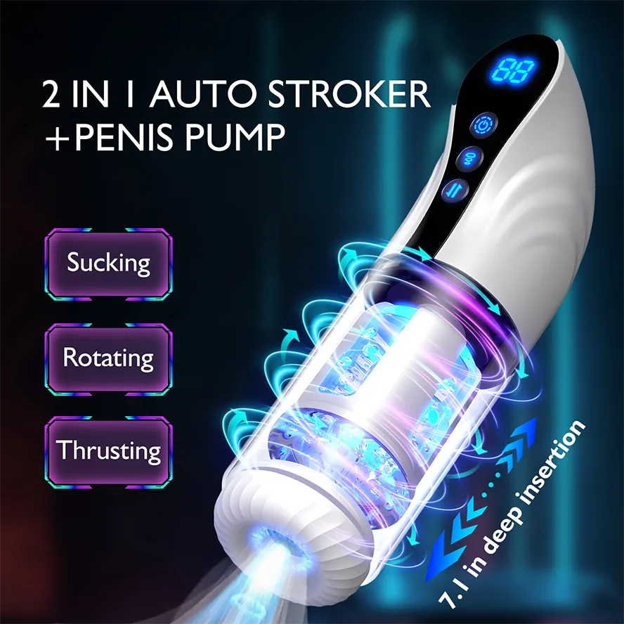 AutoX™ PS17 — Large Auto Blowjob Masturbator with 9 Sucking Rotating Thrusting