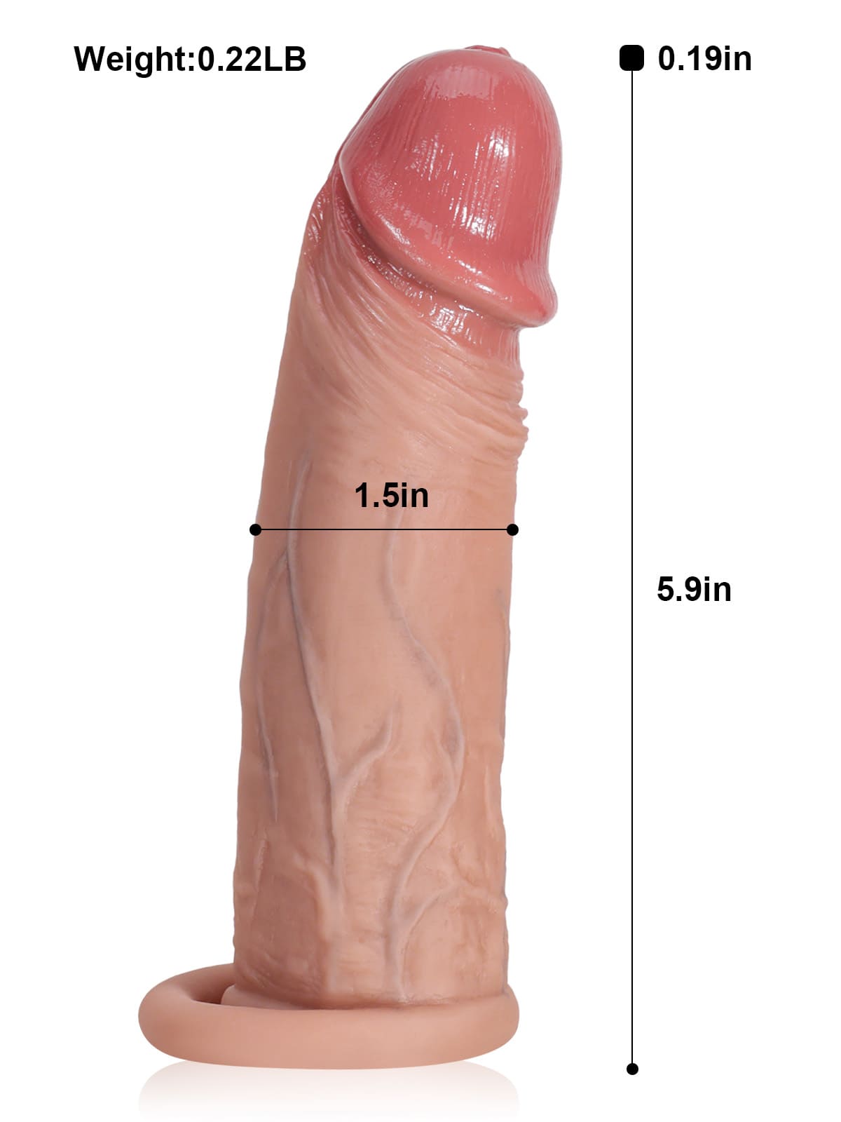 CS28 - 6" x 1.5" Brown Open Ended Realistic Cock Sleeve with Urethra