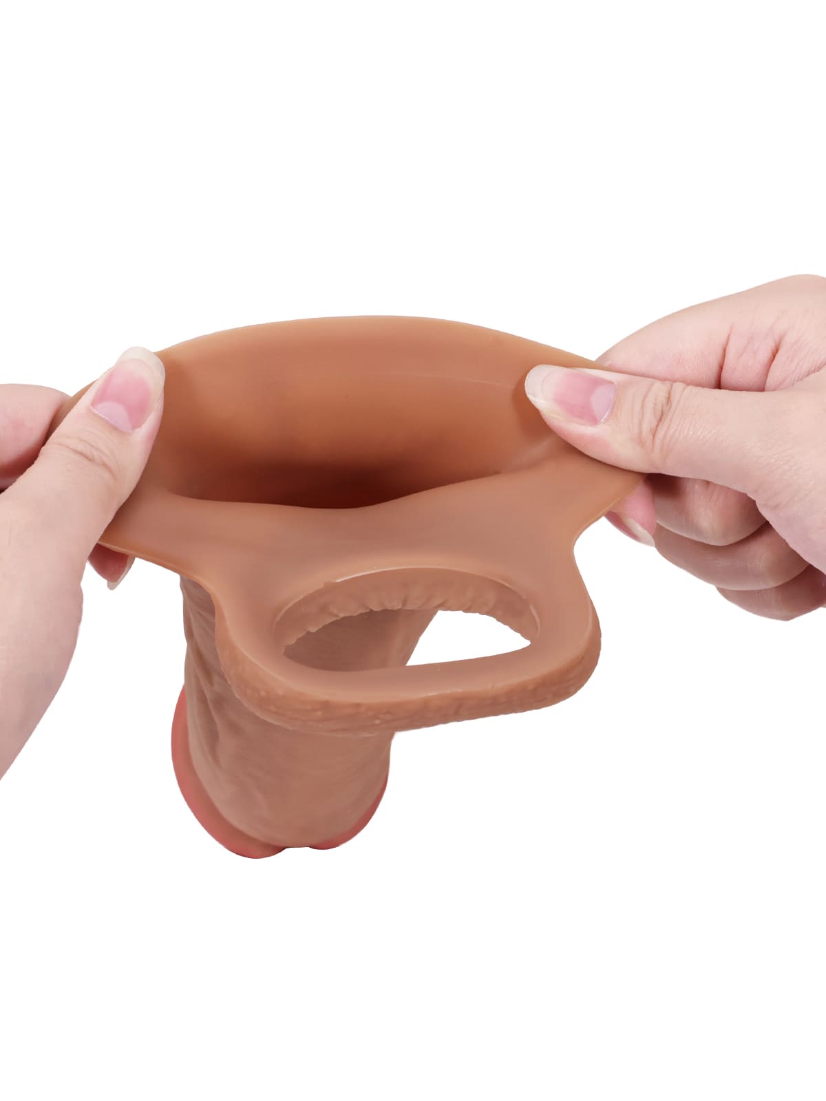 CS10 - 8" x 2" Brown Realistic Open Ended Penis Sleeves