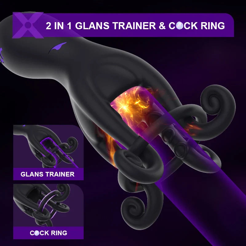 XG11 - 10 Vibration Modes Octopus Tentacle Glans Trainer Masturbator with Full-Wrap Stimulation
