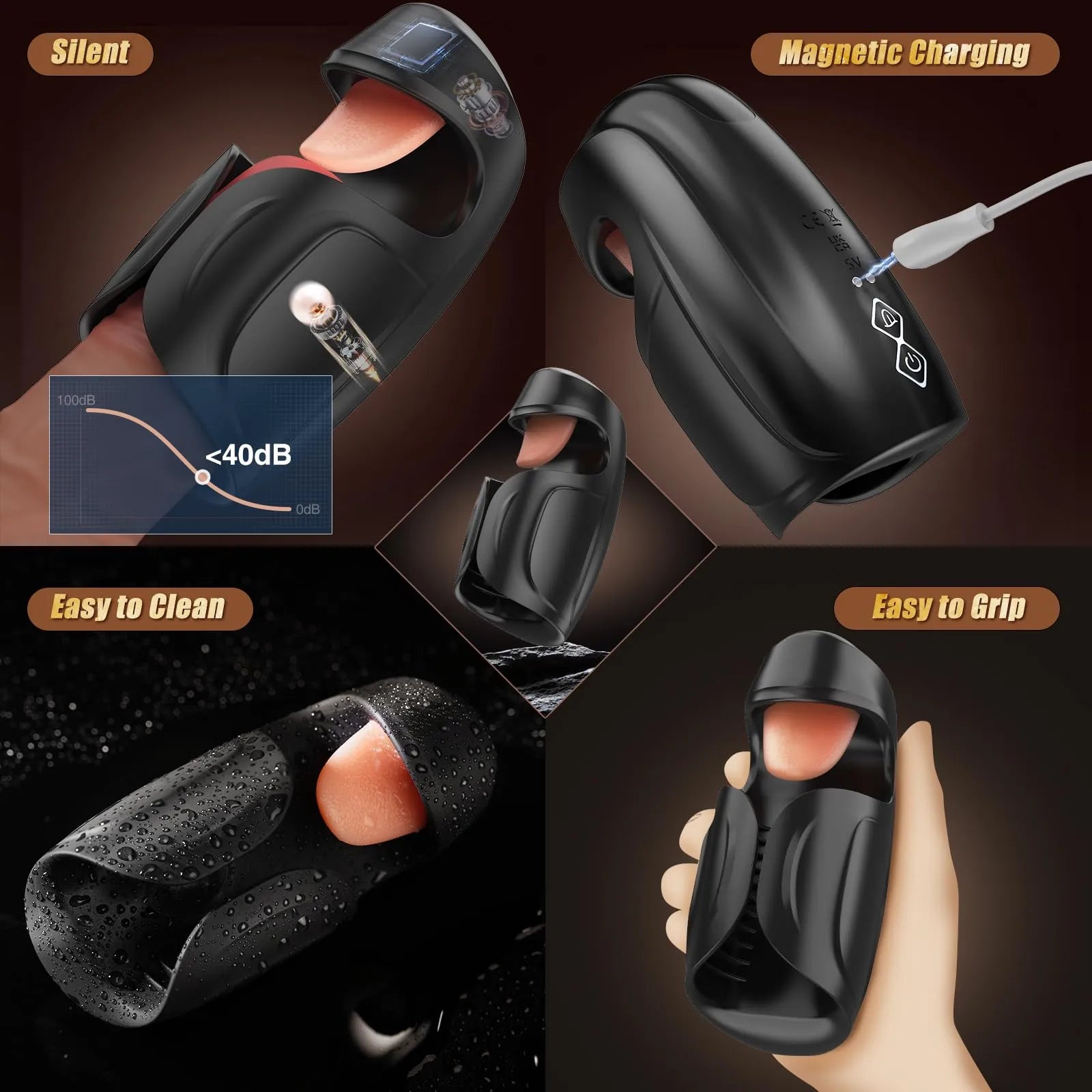 XG18 - 10 Vibration Modes Glans Trainer Masturbator with Licking, Tapping