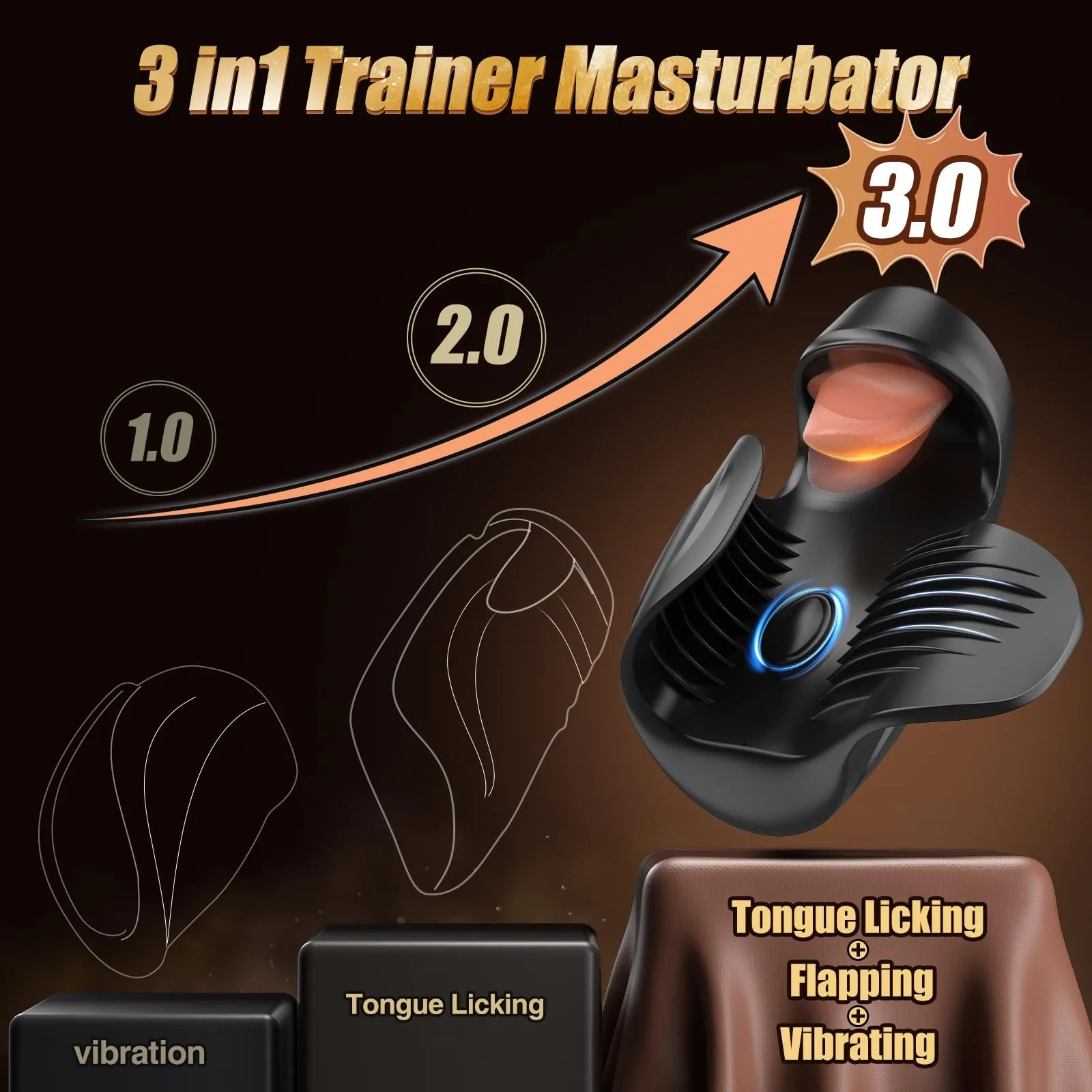 XG18 - 10 Vibration Modes Glans Trainer Masturbator with Licking, Tapping