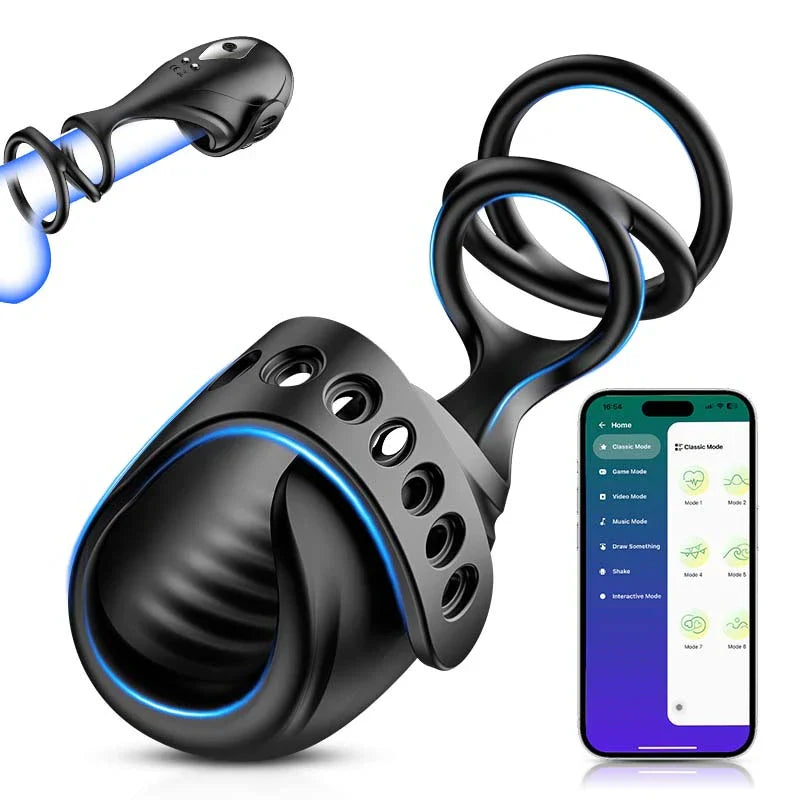 XG5 - App-Controlled 9 Vibration Modes Glans Trainer with Adjustable Buckle & Flexible Ring