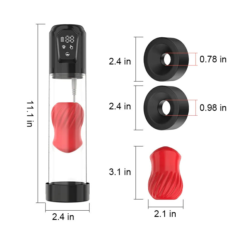 XP4Plus - Vibrating Water Penis Pump with 5 Suction Levels, LED Display & Dual Stimulation