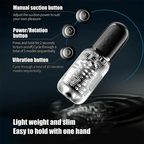 PUSSYX AutoX™ PO14 — Dual Vibration Throat Blowjob Masturbator with 5 Sucking 10 Vibrating