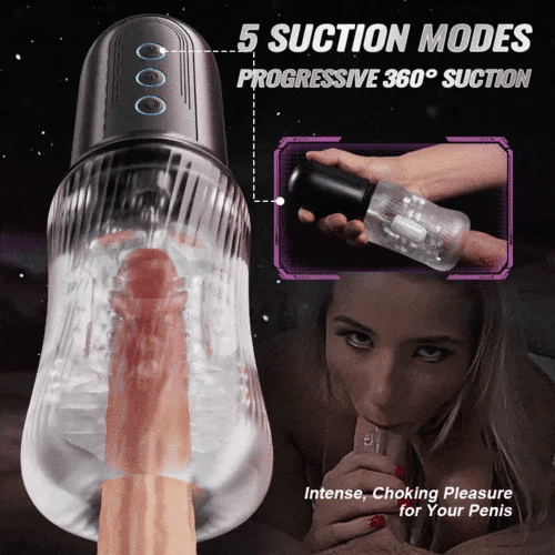 PUSSYX AutoX™ PO14 — Dual Vibration Throat Blowjob Masturbator with 5 Sucking 10 Vibrating