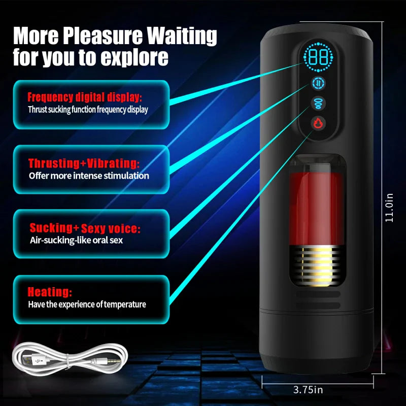 PUSSYX AutoX™ XS6P — Automatic Heated Male Stroker with 9 Telescopic, Vibration & Suction