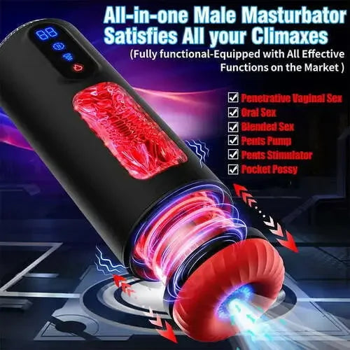 PUSSYX AutoX™ XS6P — Automatic Heated Male Stroker with 9 Telescopic, Vibration & Suction
