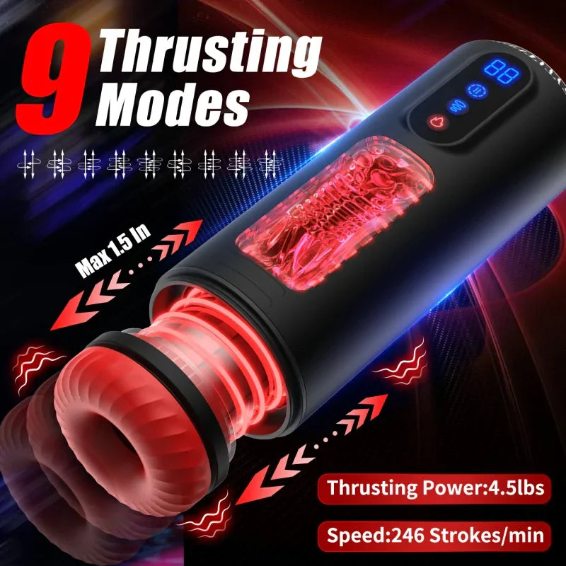 PUSSYX AutoX™ XS6P — Automatic Heated Male Stroker with 9 Telescopic, Vibration & Suction