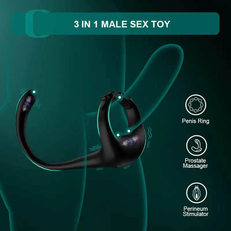 PR4 - Adjustable Vibrating Cock Ring with 10 Vibration Modes & Prostate Stimulator
