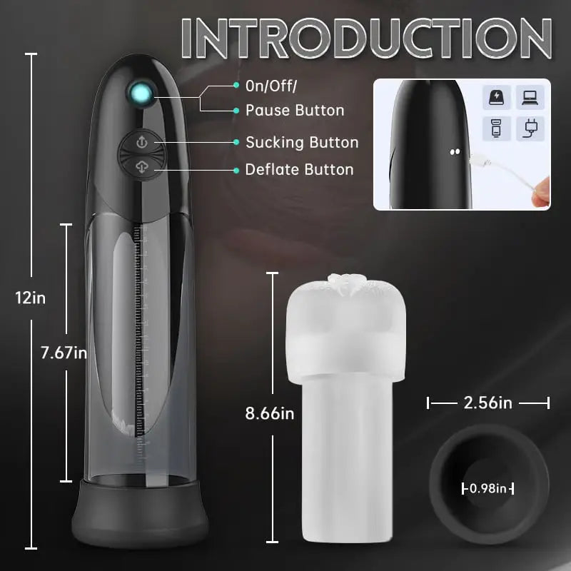 XP10S - Hydro Penis Pump with 3 Suction Modes, Waterproof Vacuum Trainer