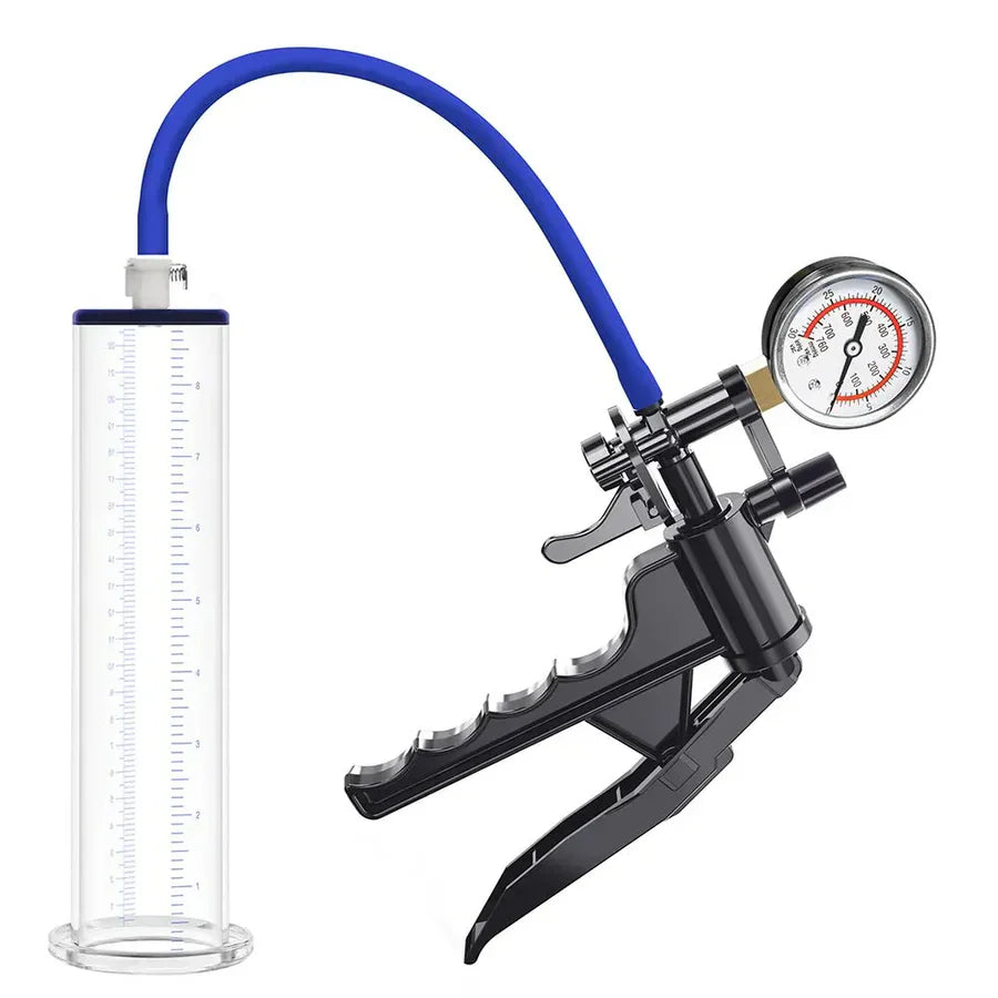 XP13S - Pistol-Grip Manual Penis Pump with Pressure Gauge & Quick-Release Valve