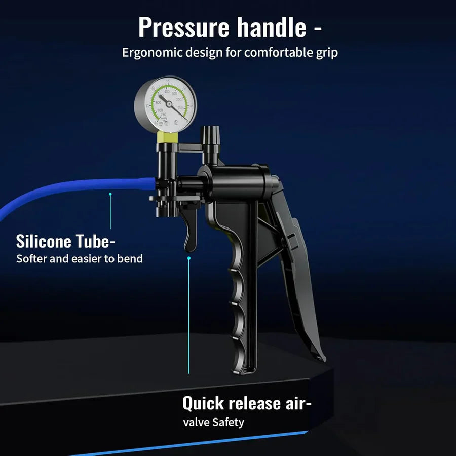 XP13S - Pistol-Grip Manual Penis Pump with Pressure Gauge & Quick-Release Valve