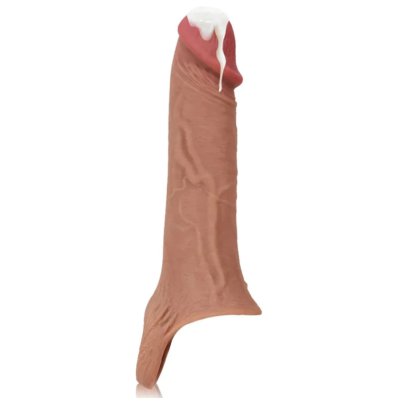 CS10 - 8" x 2" Brown Realistic Open Ended Penis Sleeves