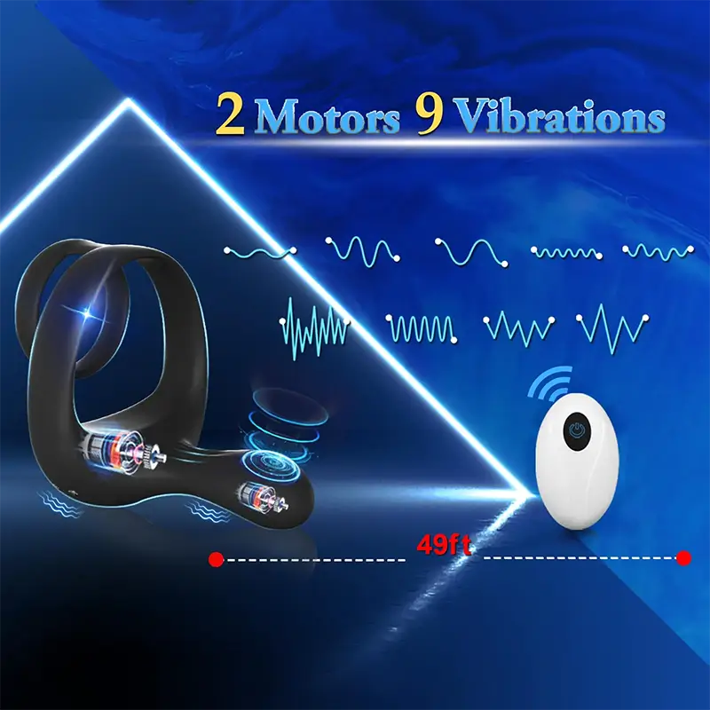 PR6 - Dual Motors Penis Testicle Taint Remote Control Cock Ring
