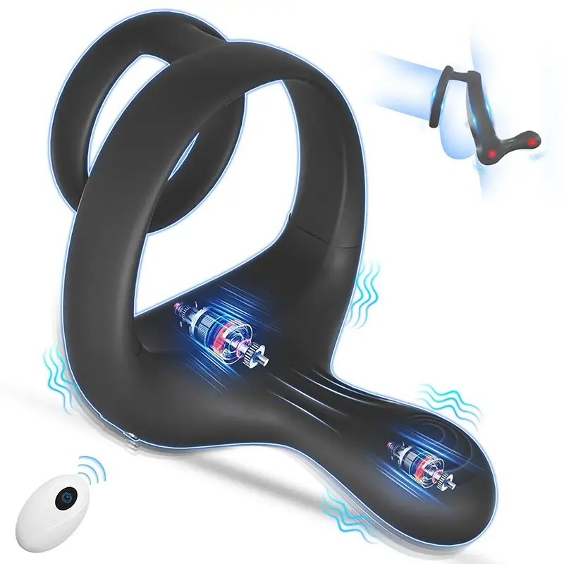 PR6 - Dual Motors Penis Testicle Taint Remote Control Cock Ring